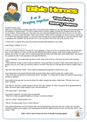 Story notes based on Matthew 18 where Jesus talks about resolving disputes and gathering to pray.