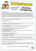 Story notes based on Matthew 21 where Jesus tells the parable of the Vineyard owner asking his sons for help