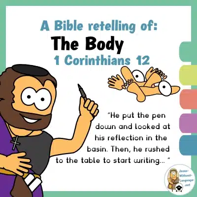Biblical retelling of The Body of Believers, 1 Corinthians 12, for youngsters.